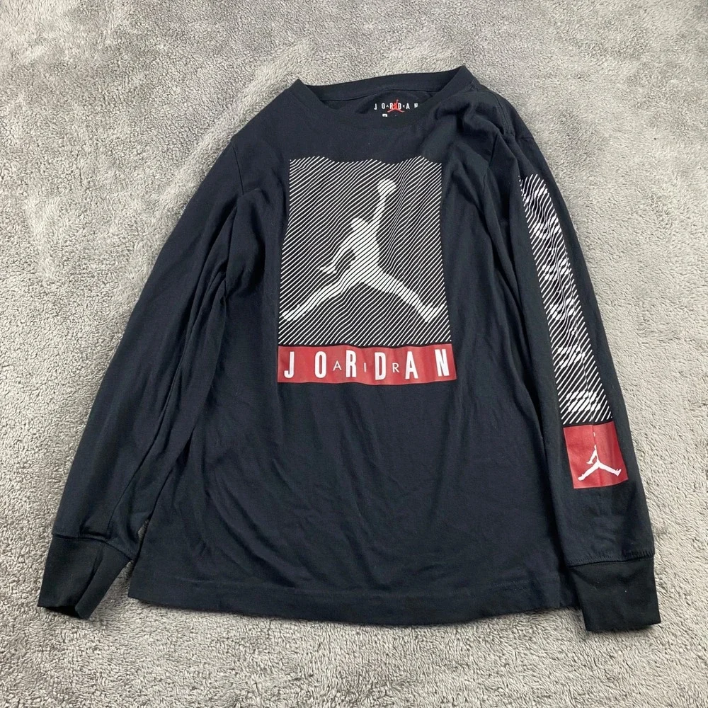Air Jordan Jump Man Nike Long Sleeve Shirt Youth 10-12 YRS Medium Black